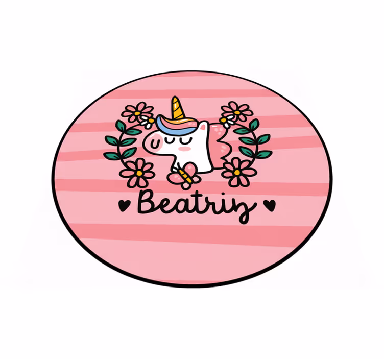 Vinyl teppe spedbarn søtt blomster enhjørning - Tenstickers