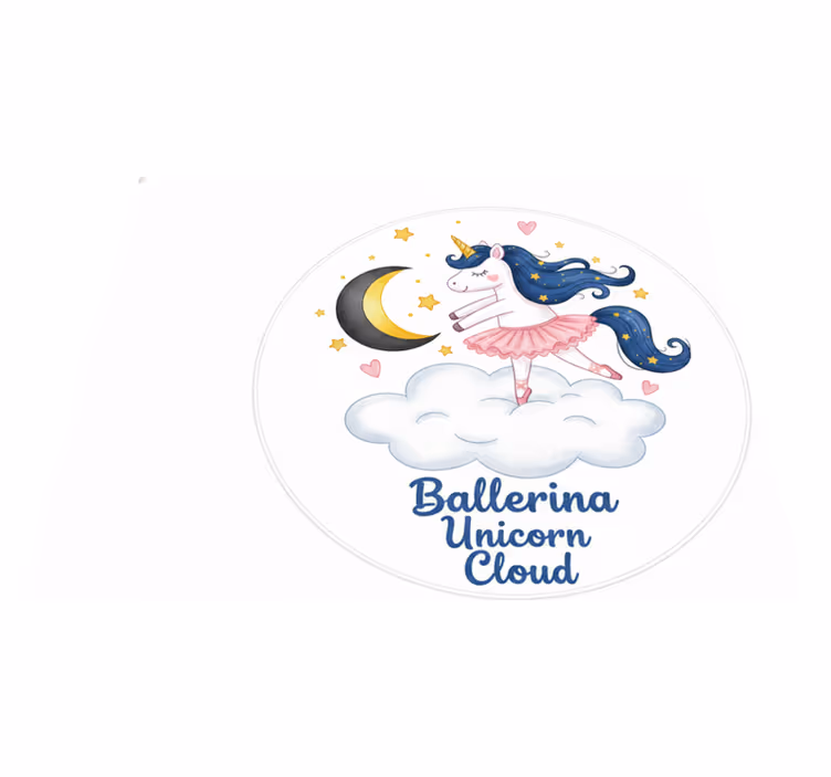 Ballerina enhjørning på sky vinyl teppe spedbarn - Tenstickers
