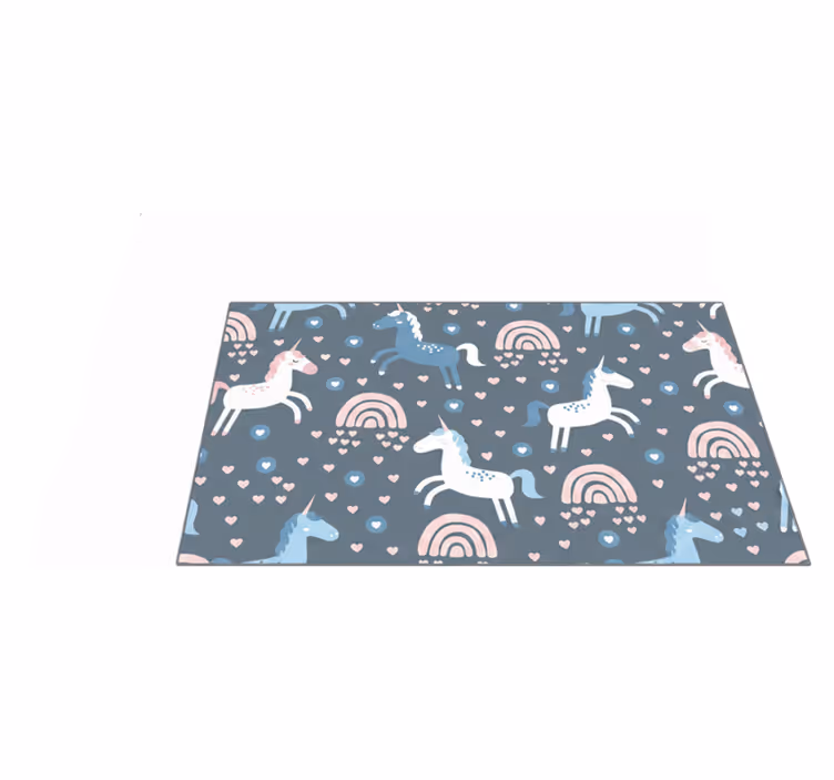 Vinyl teppe spedbarn rosa regnbuer med hvite unicorns - Tenstickers