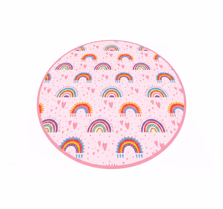 Rosa prikker og fargerike regnbuer vinyl teppe spedbarn - Tenstickers