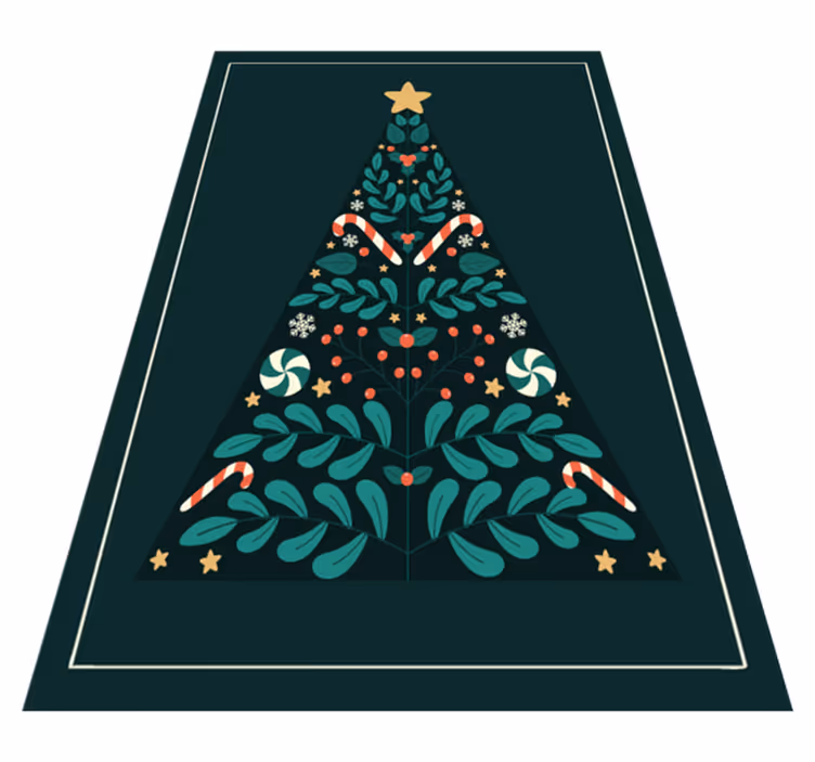 Jul vinyl teppe med juletre mønster - Tenstickers
