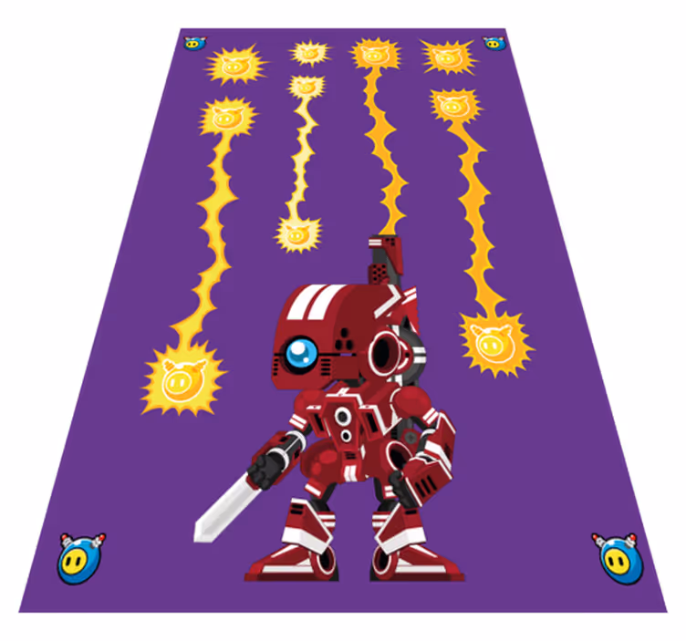 Robot skyter opp vinyl teppe spill - Tenstickers
