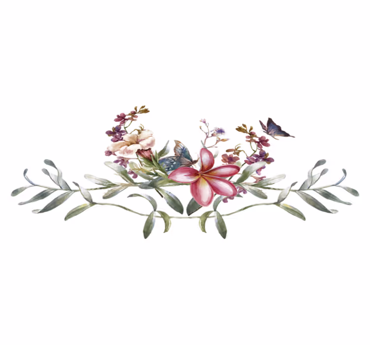 Vinyl teppe mottak akvarell sommerfugler og blomster - Tenstickers