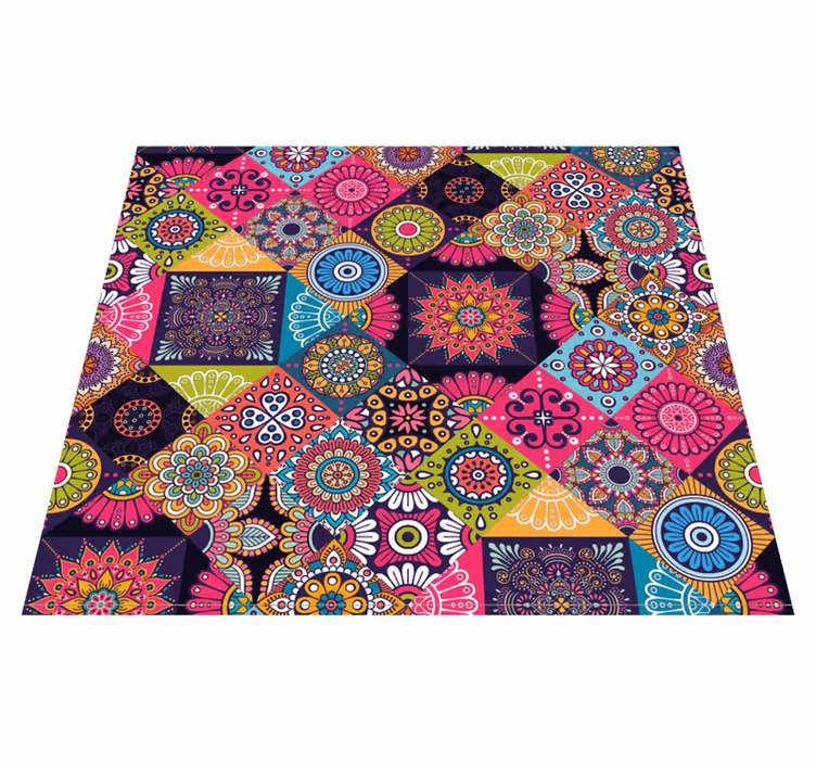 Vinyl teppe stue mørke mandala fliser - Tenstickers