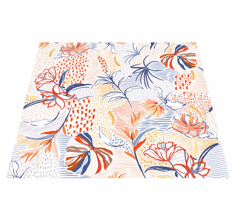 Ornamental og blomster mønster vinyl teppe stue - Tenstickers