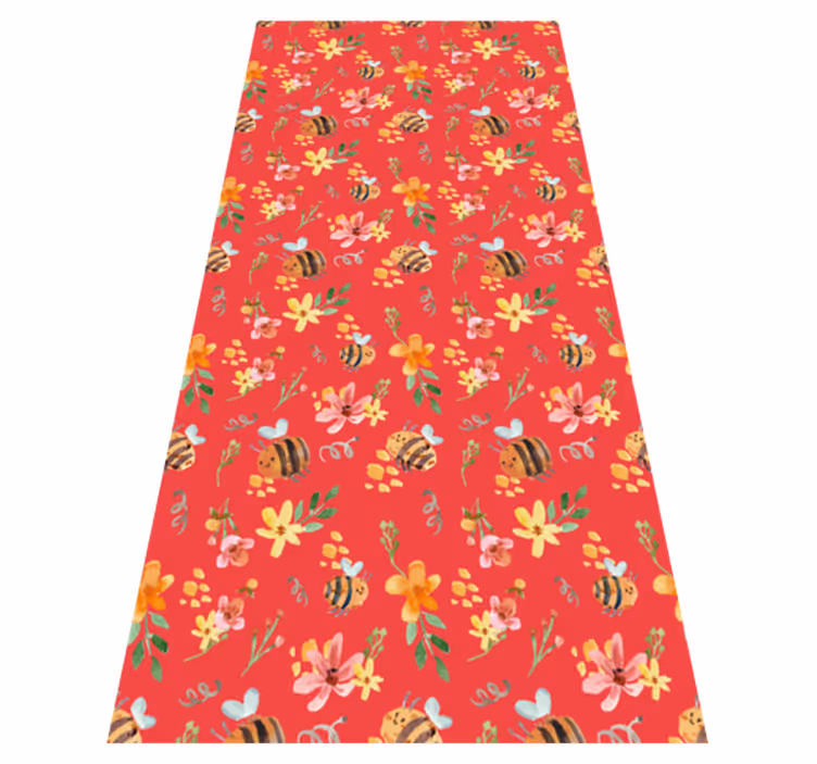 Retro bier og blomster vinyl teppe stue - Tenstickers