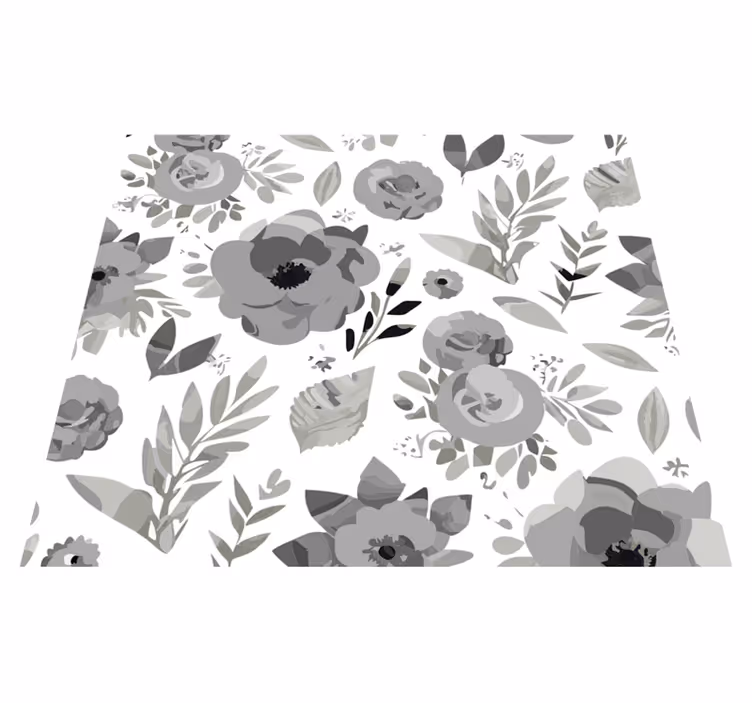 Vinyl teppe grå aquarella blomster - Tenstickers