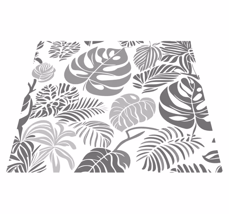 Monstera blader vinyl teppe grå - Tenstickers