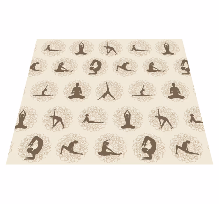 Vinyl teppe beige brune yogaikoner - Tenstickers