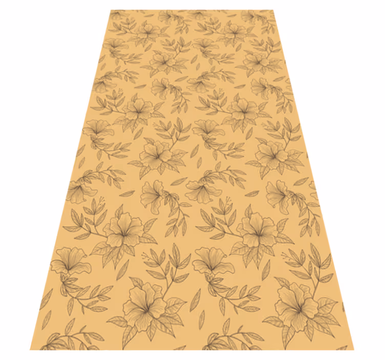 Vinyl teppe beige vakre silhuettblomster - Tenstickers