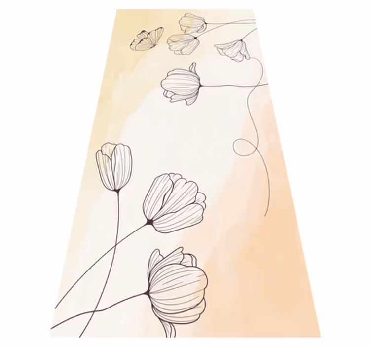Storslåtte blomster vinyl teppe beige - Tenstickers
