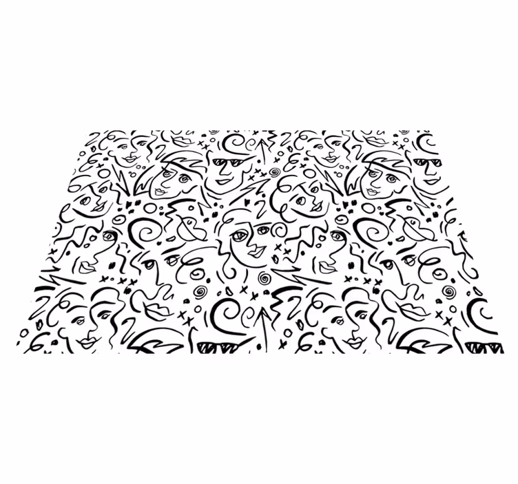 Vinyl teppe hvit svart og hvit graffiti kunst - Tenstickers