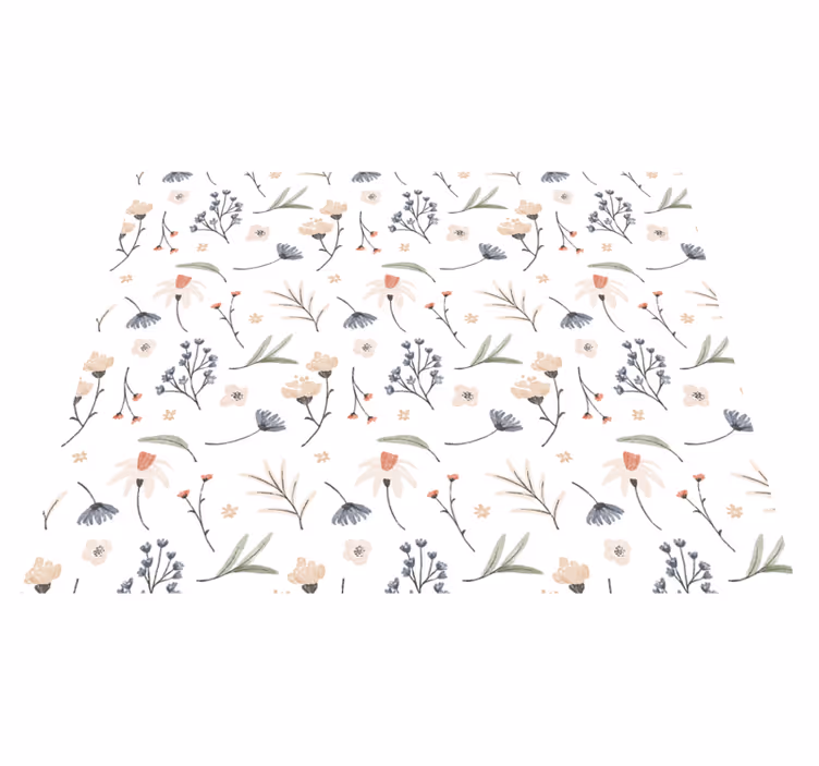Vinyl teppe hvit akvarell blomsterdesign - Tenstickers