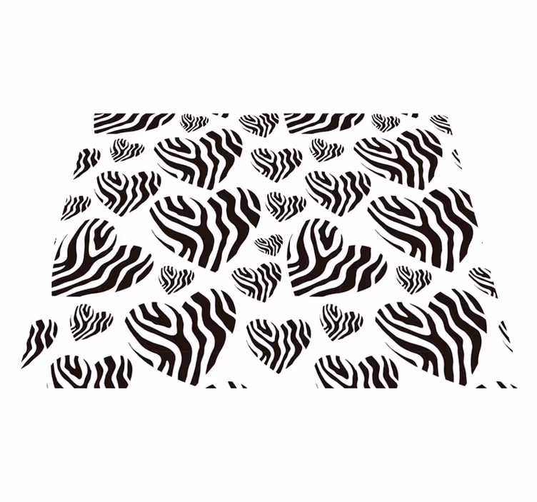 Vinyl teppe hvit zebra dyreprint hjerte - Tenstickers