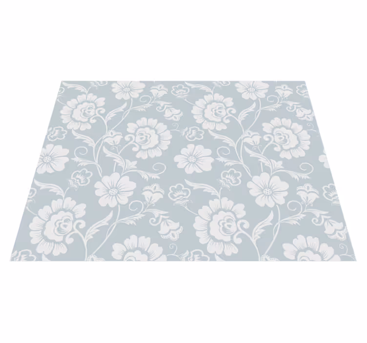 Vinyl teppe hvit "bestemors stil" blomsterprint - Tenstickers