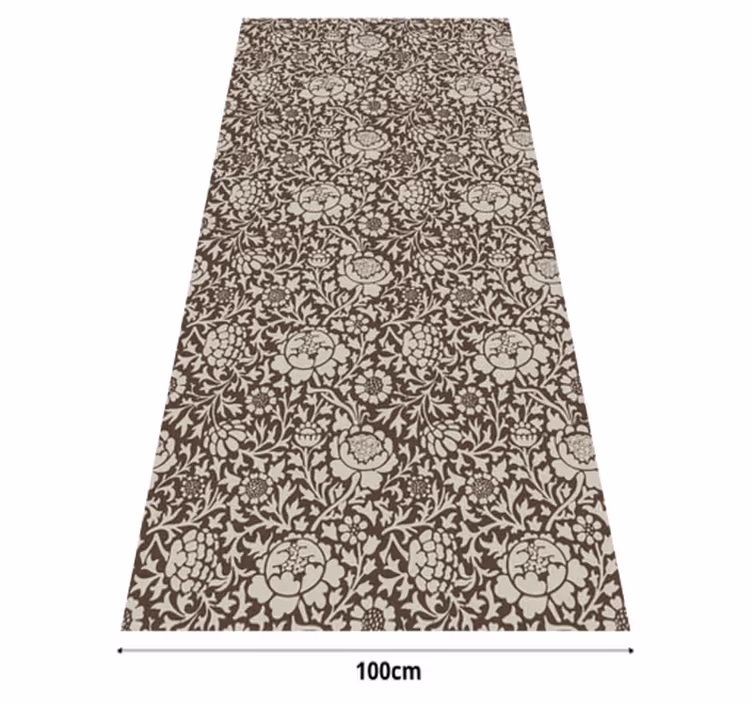 Vinyl teppe brun vintage blomsterprint - Tenstickers
