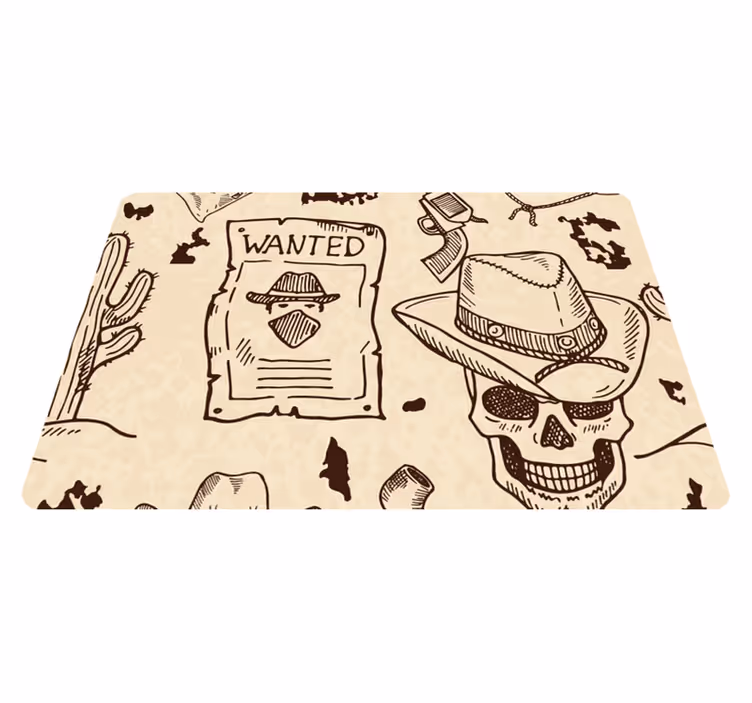 Vinyl teppe brun med westernikoner laptop - Tenstickers