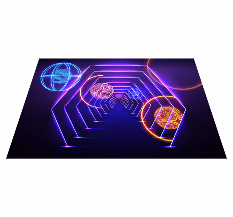 Vinyl teppe lilla neon sekskantet tunnelvisning - Tenstickers