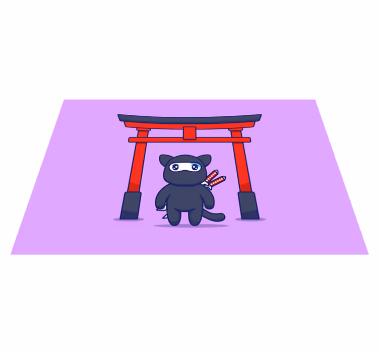 Vinyl teppe lilla ninja katt - Tenstickers