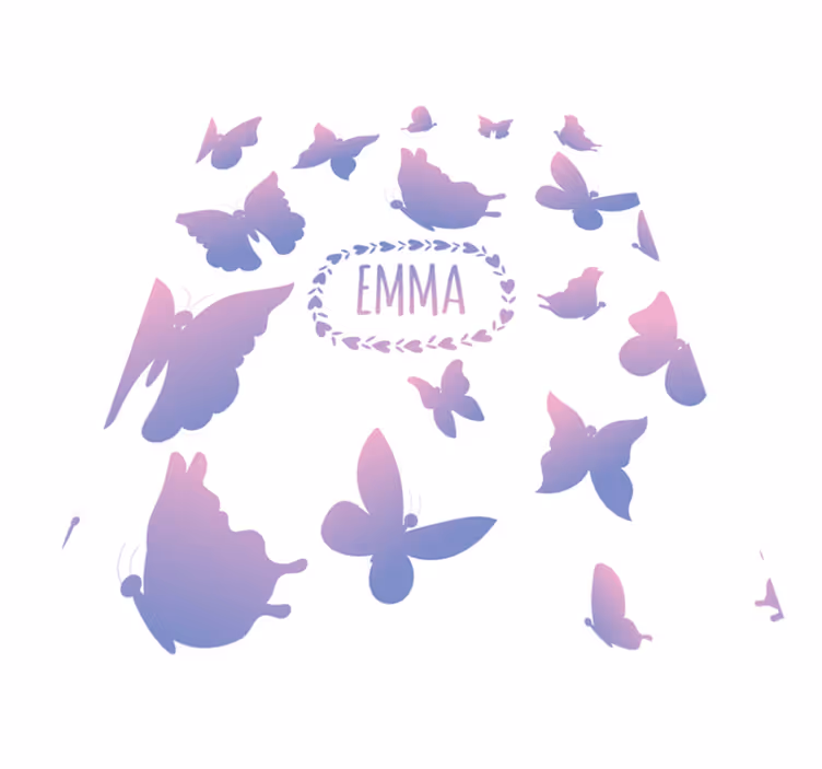Lilla vinyl teppe med lilla og blå sommerfugler - Tenstickers