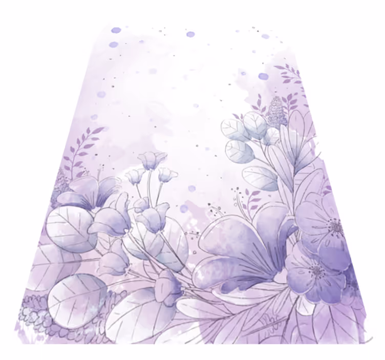 Vinyl teppe lilla med lilla og blå blomster - Tenstickers