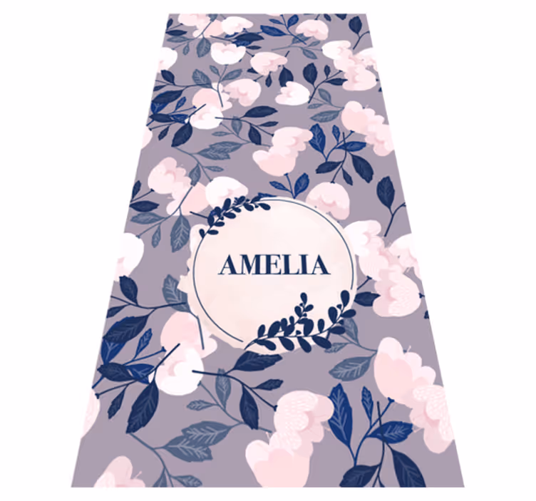 Vinyl teppe lilla med pastellfargede blomster - Tenstickers