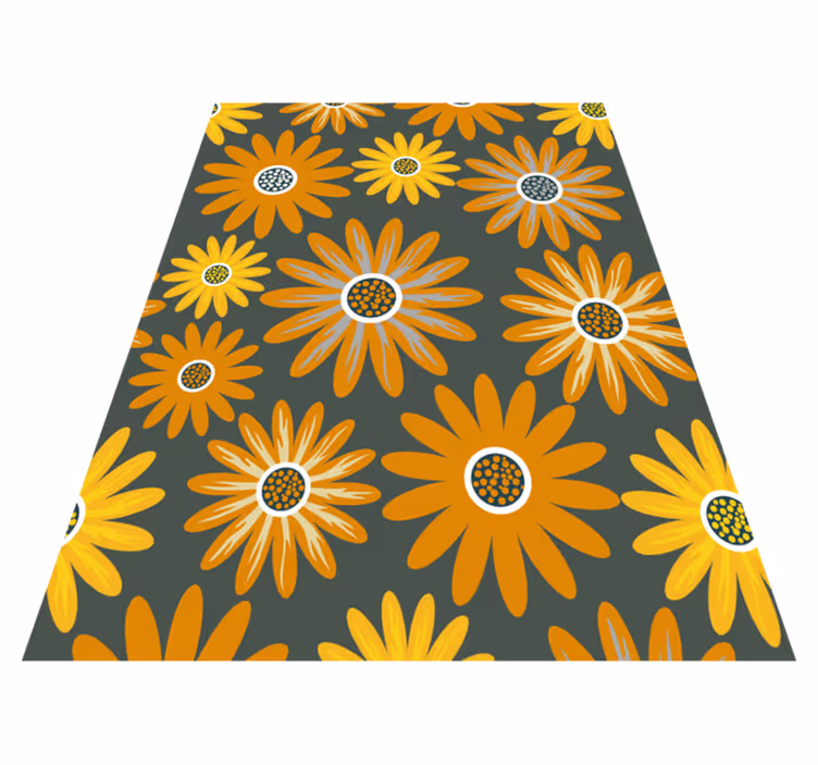 Vinyl teppe oransje med tusenfryd blomster - Tenstickers