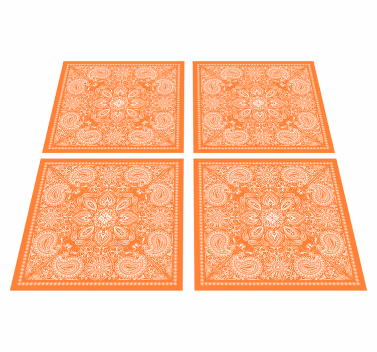 Vinyl teppe oransje paisley flis - Tenstickers