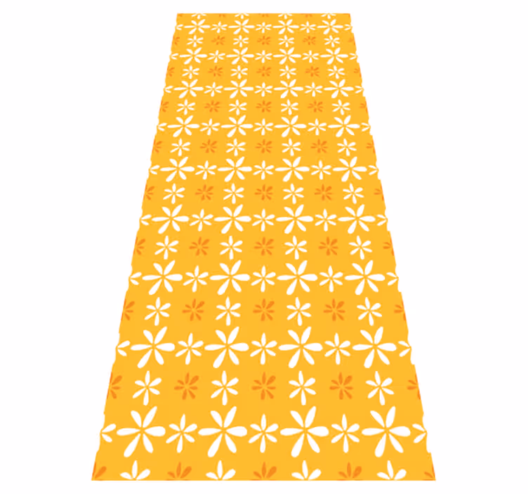 Lille hvite blomster vinyl teppe oransje - Tenstickers