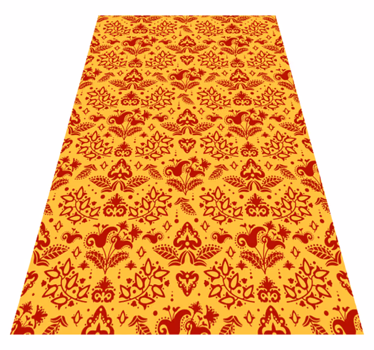 Blomsterlinjer vinyl teppe oransje - Tenstickers