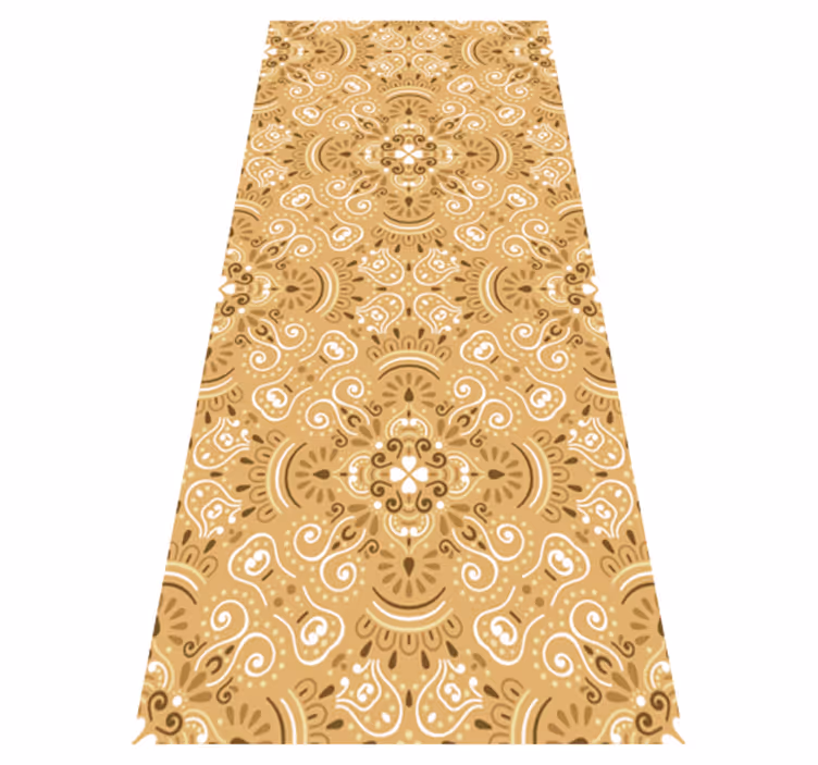 Vinyl teppe oransje vintage beige mønster - Tenstickers