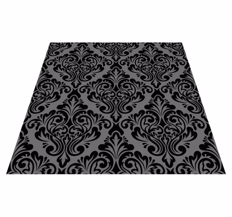 Vinyl teppe svart vintage svart damask - Tenstickers