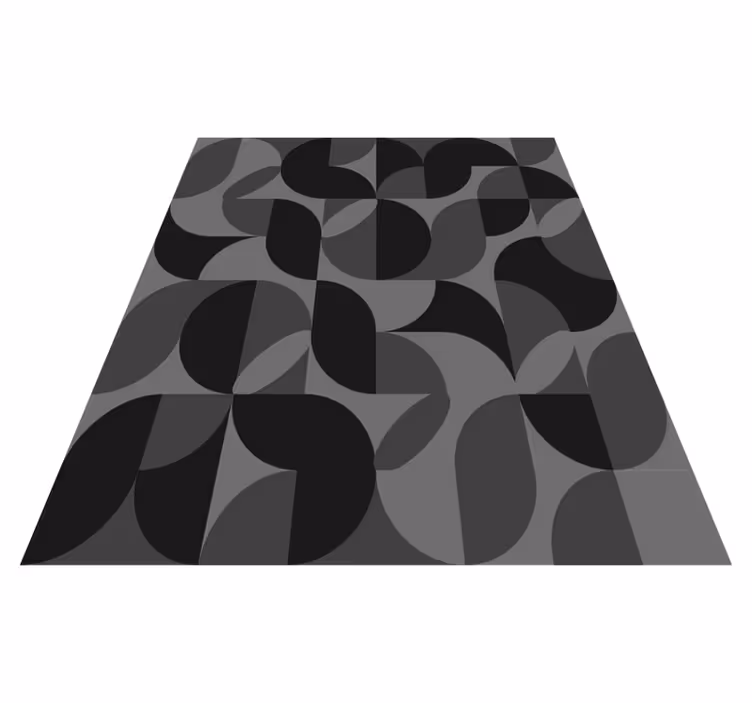 Vinyl teppe svart retro svarte former - Tenstickers