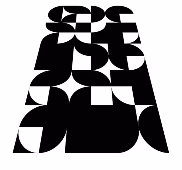 Vinyl teppe svart med geometrisk kunstmønster - Tenstickers