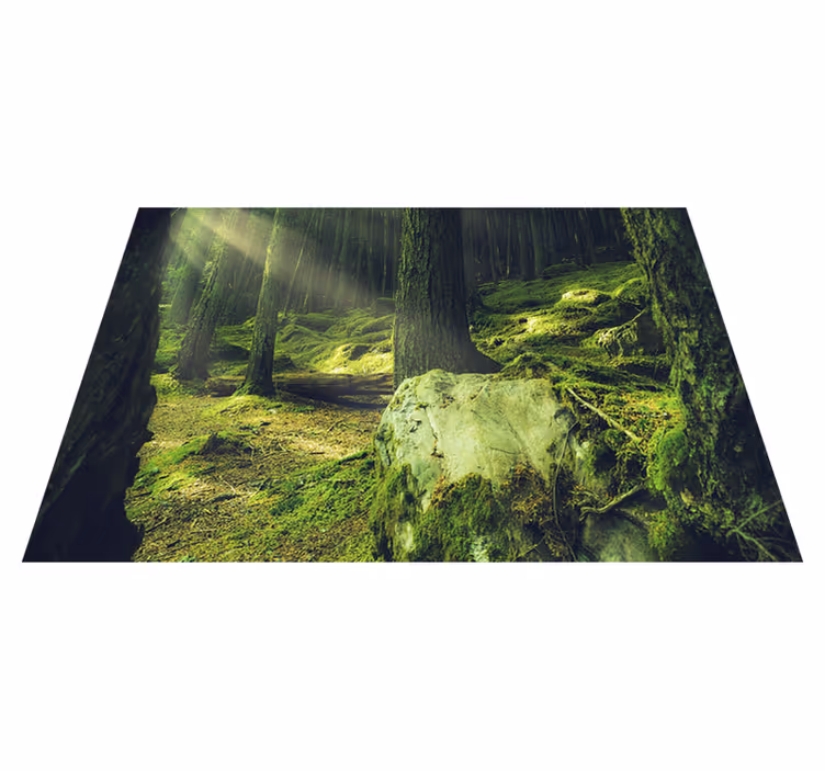 Vinyl teppe grønn natursteiner med mose i skogen - Tenstickers