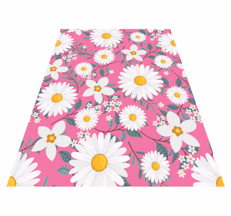 Vinyl teppe rosa med prydblomster på rosa bakgrunn - Tenstickers