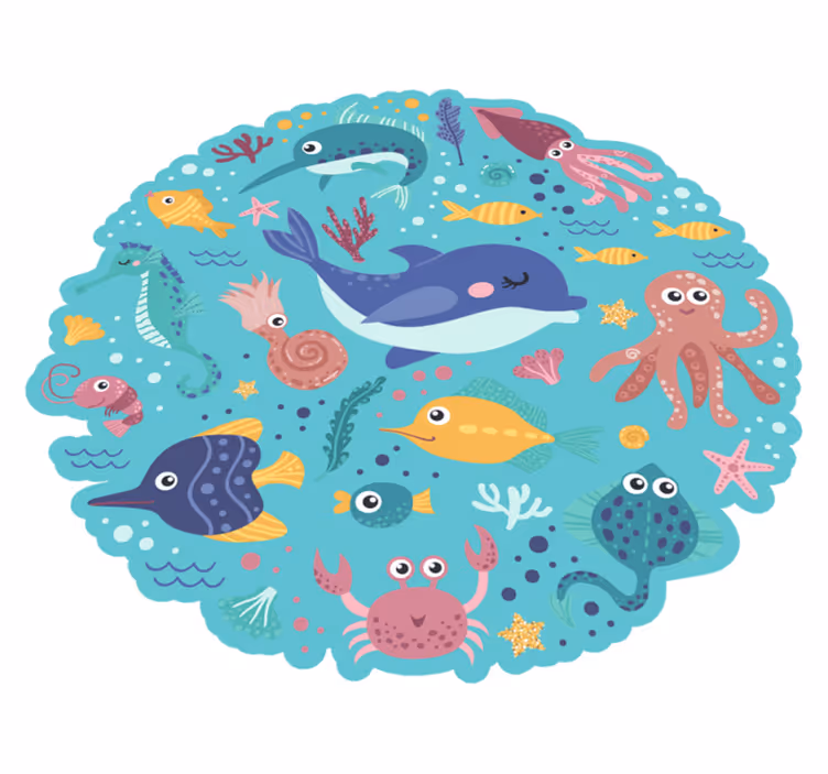 Runde fiskedyr vinylteppe - Tenstickers