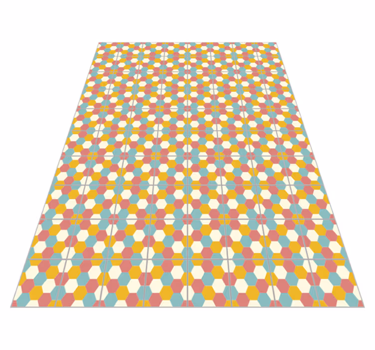 Fargerike sekskanter geometrisk vinylteppe - Tenstickers