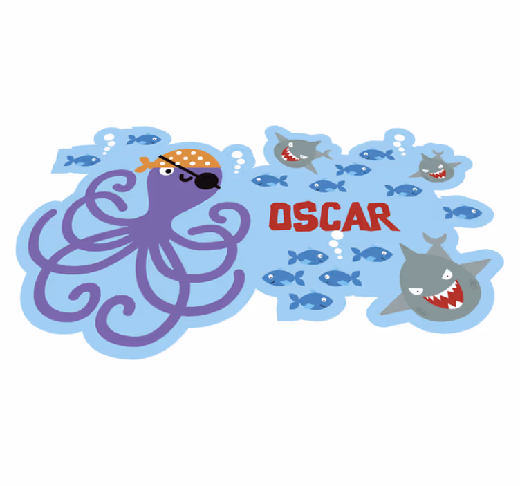 Tilpassbar pirat octopus vinyl teppe - Tenstickers