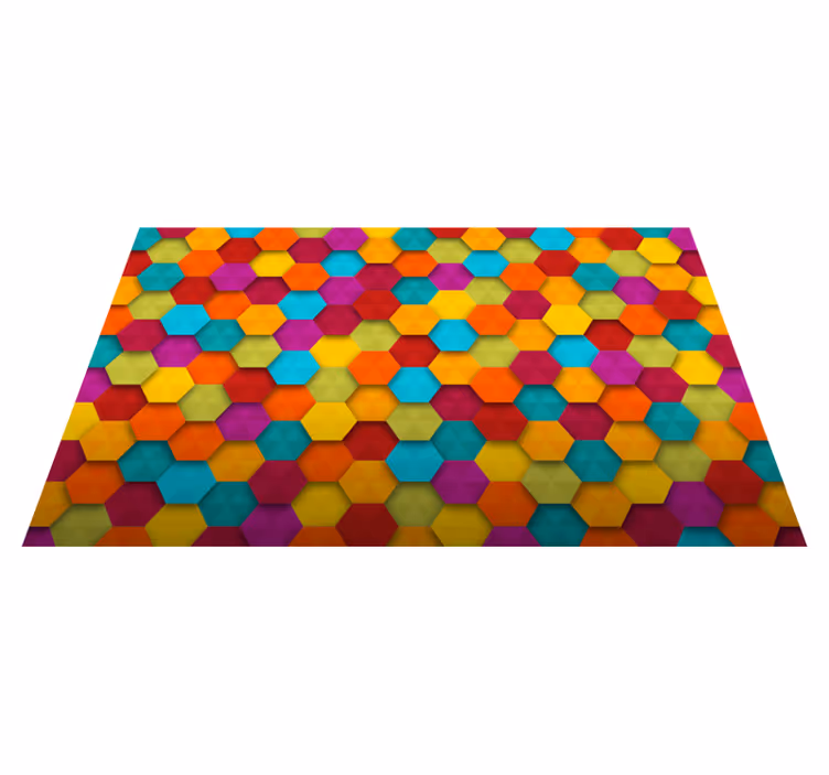 Fargerikt hexagon geometrisk vinylteppe - Tenstickers