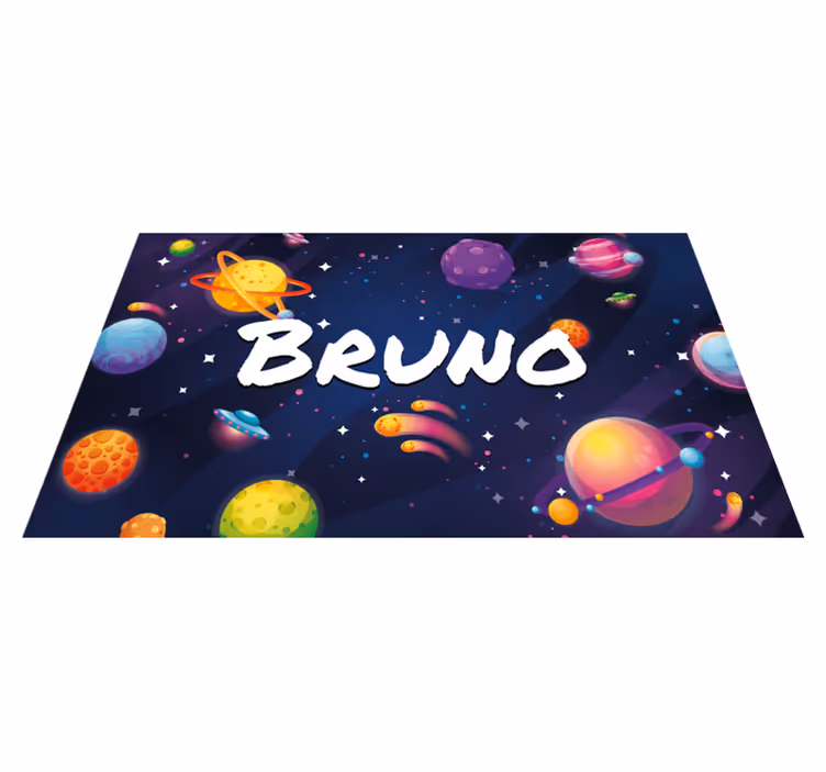 Univers og planeter vinylteppe med navn - Tenstickers