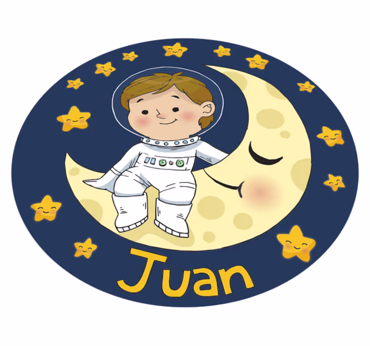 Guttastronaut med navn barna vinylteppe - Tenstickers