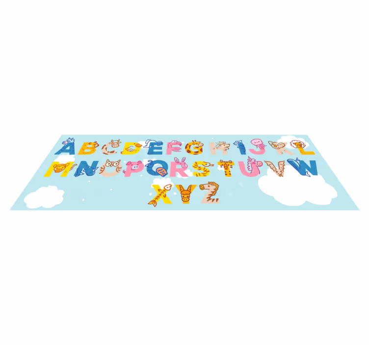 Fantastisk vinyl alfabetteppe med dyr - Tenstickers