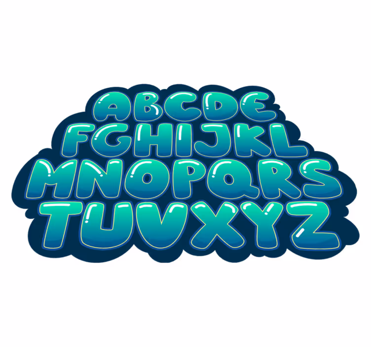 Fabelaktig alfabet bobler vinylteppe - Tenstickers