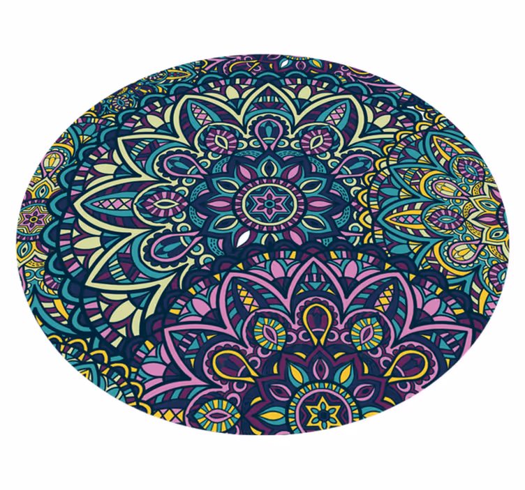 Fantastisk rund komposisjon mandala vinylteppe - Tenstickers