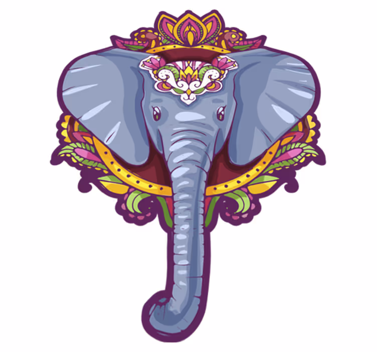 Fantastisk elefantformet mandala vinylteppe - Tenstickers
