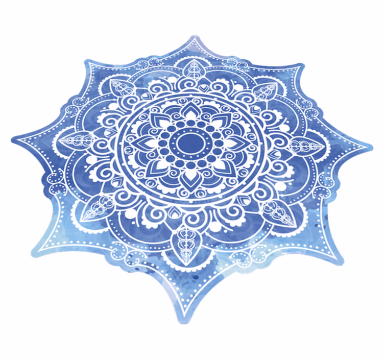Fantastisk blå akvarell mandala vinylteppe - Tenstickers