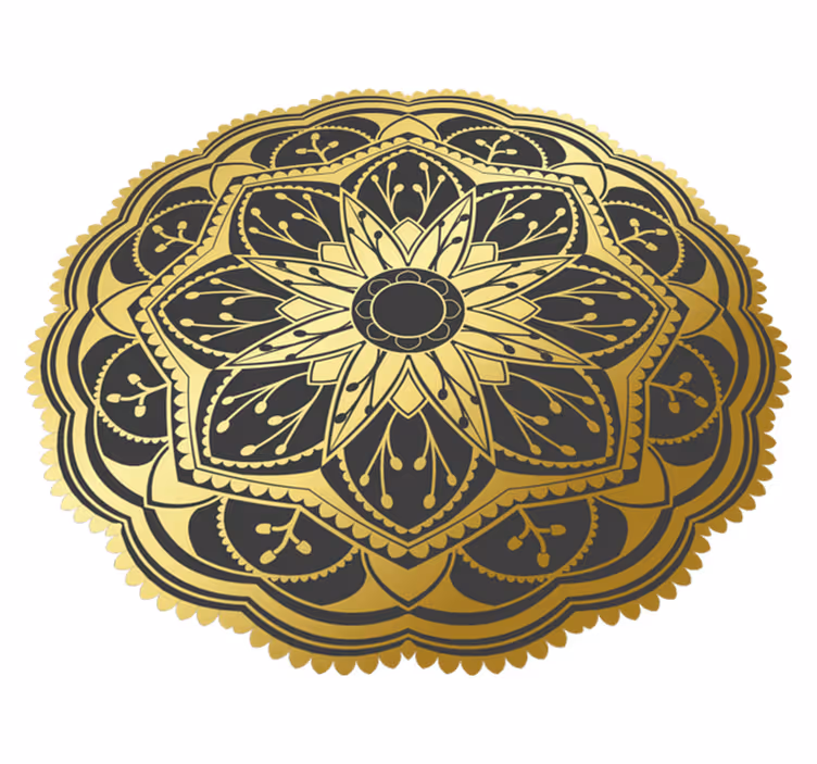 Gylden effektblomst mandala vinylteppe - Tenstickers