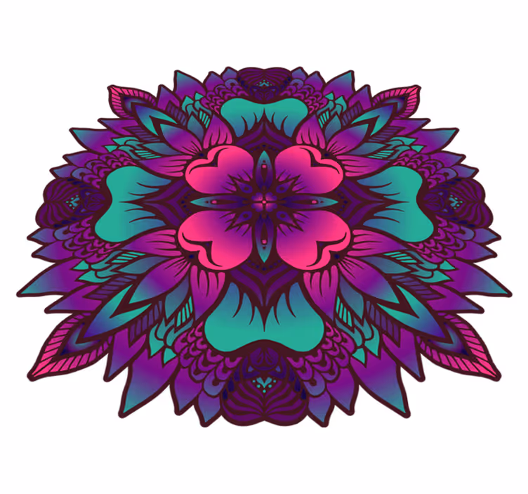 Floral mandala syrin og lilla vinylteppe - Tenstickers