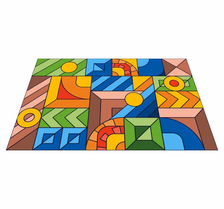 Fantastisk farget abstrakt mosaikkvinylteppe - Tenstickers